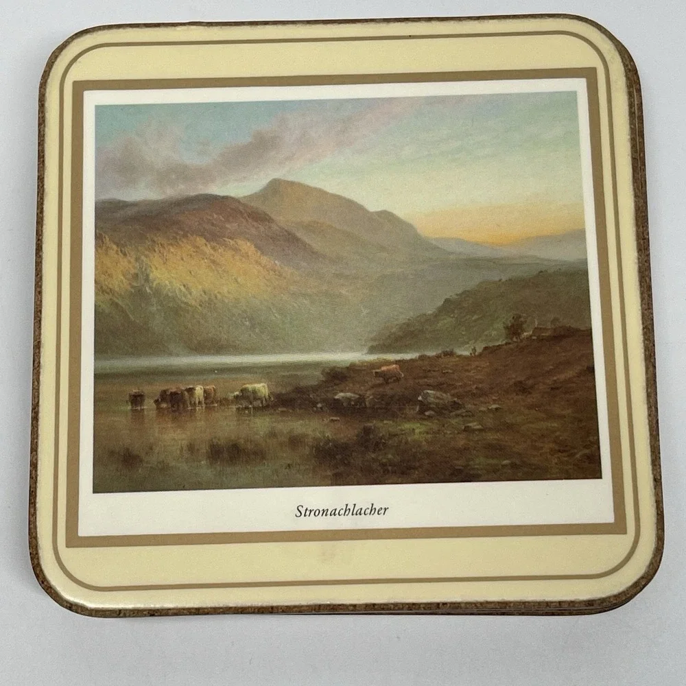 Vintage Pimpernel Scottish Scenes Coasters England Cork Backed 4.25